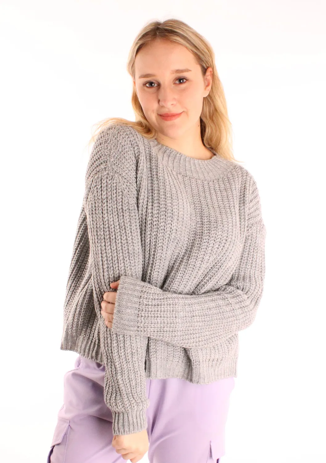 LOVEDRUNKY Pockets sweater grijs one size zakken