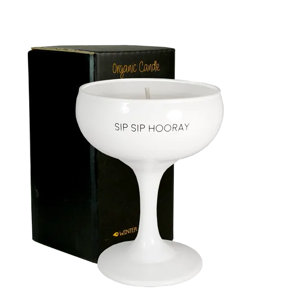My Flame Sip Sip Hooray kaars champagneglas Fresh Cotton