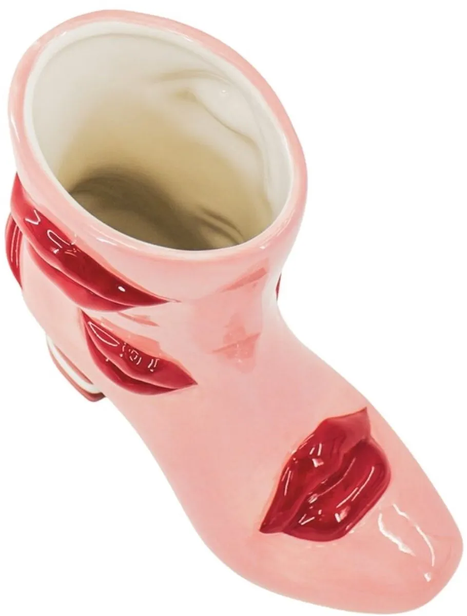 Amiek Housevitamin Laars met Lipjes vaas roze rood 23 cm keramiek