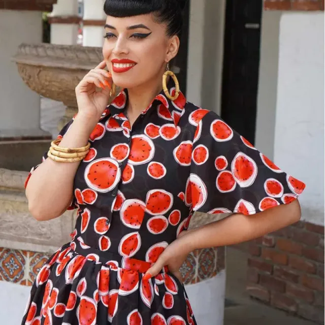 Tatyana Dorothy Watermelon blouse S rood fruitprint