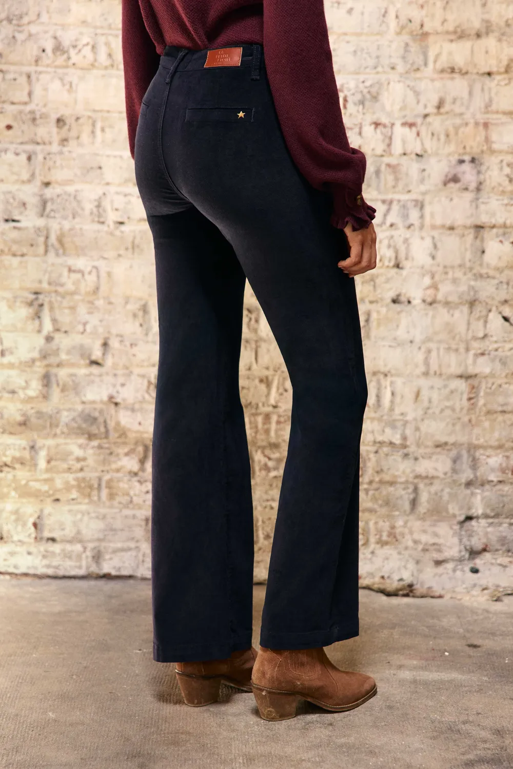 La Petite Etoile Sonny flared broek marine velours