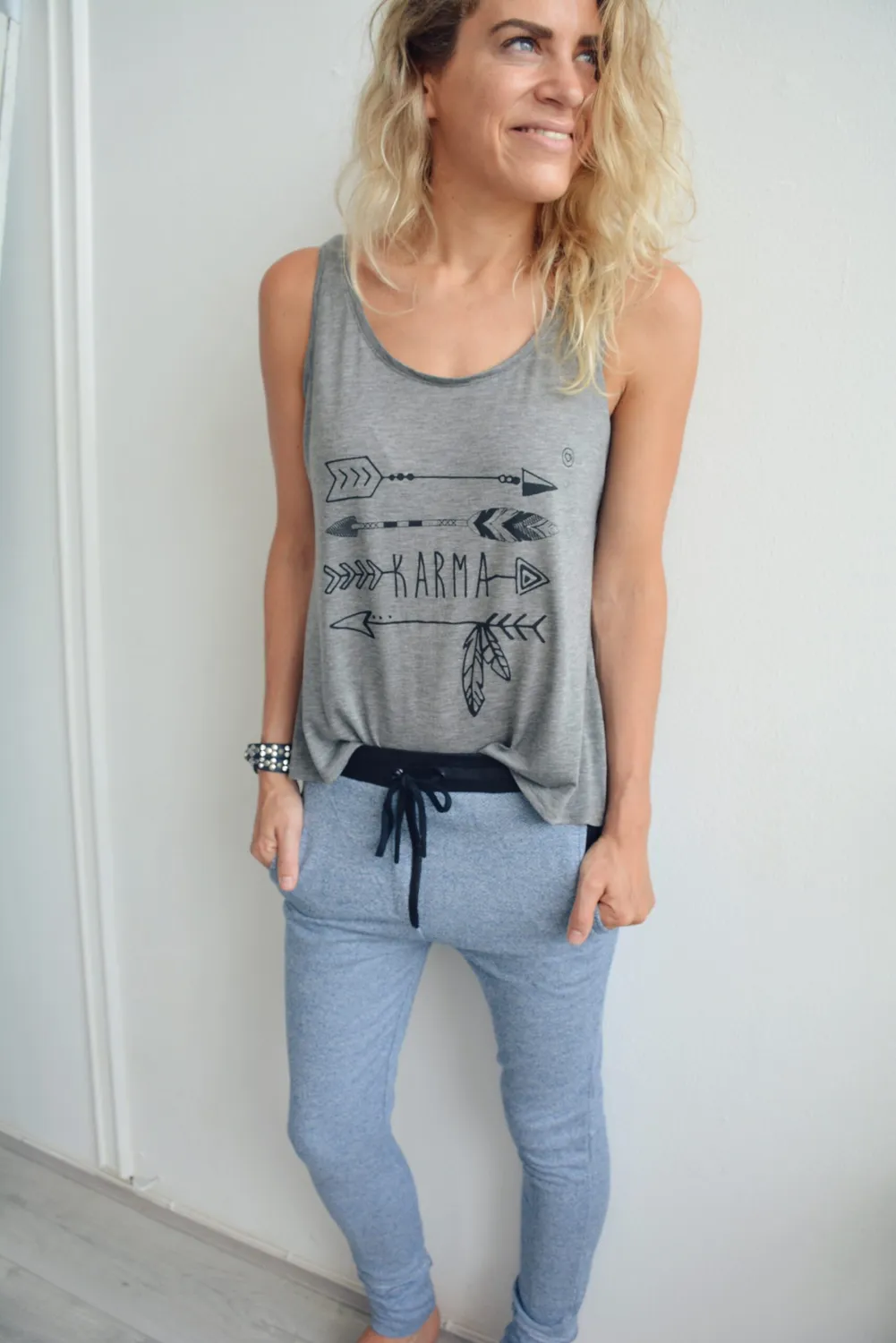 LOVEDRUNKY Karma high/low tanktop Grijs organic