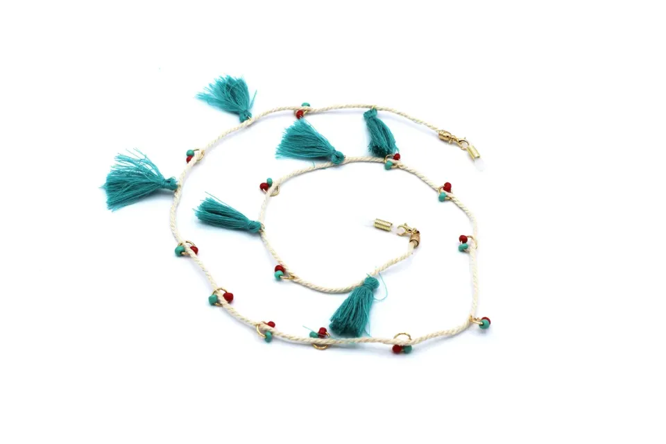 LOVEDRUNKY brillenkoord blauw goud 70 cm