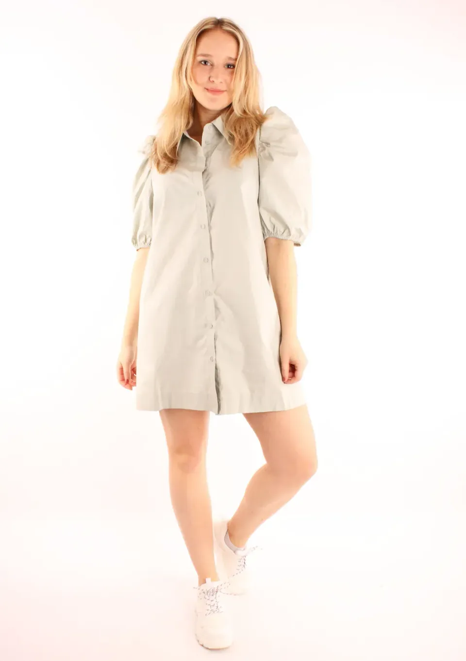 LOVEDRUNKY Blousejurk groen met pofmouwen