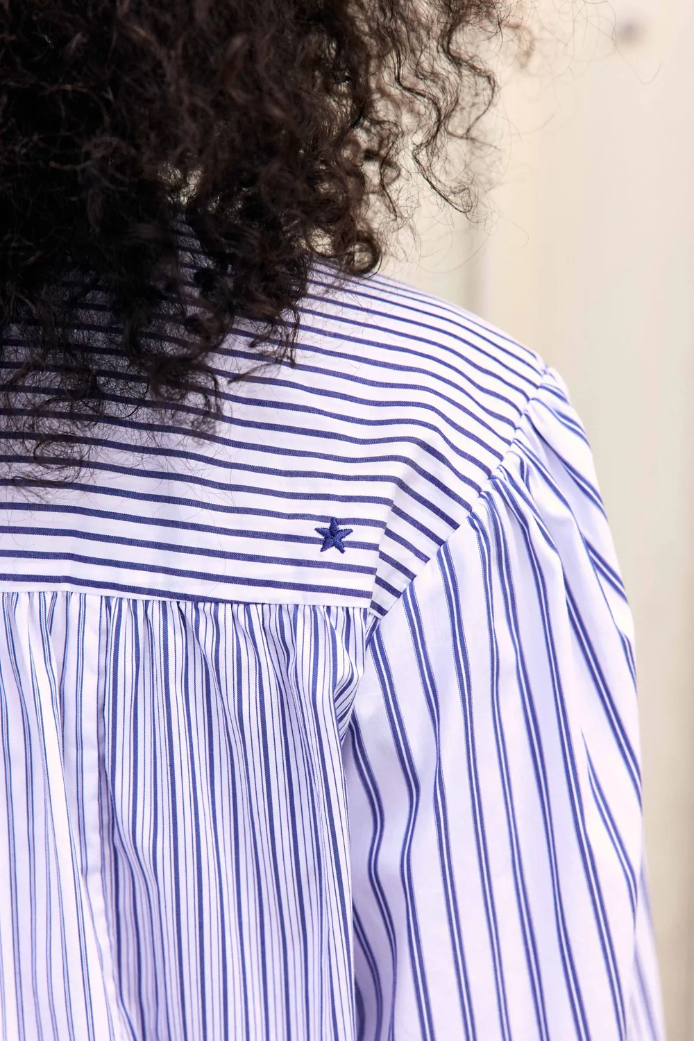 La Petite Etoile Boliane blouse strepen ecru blauw