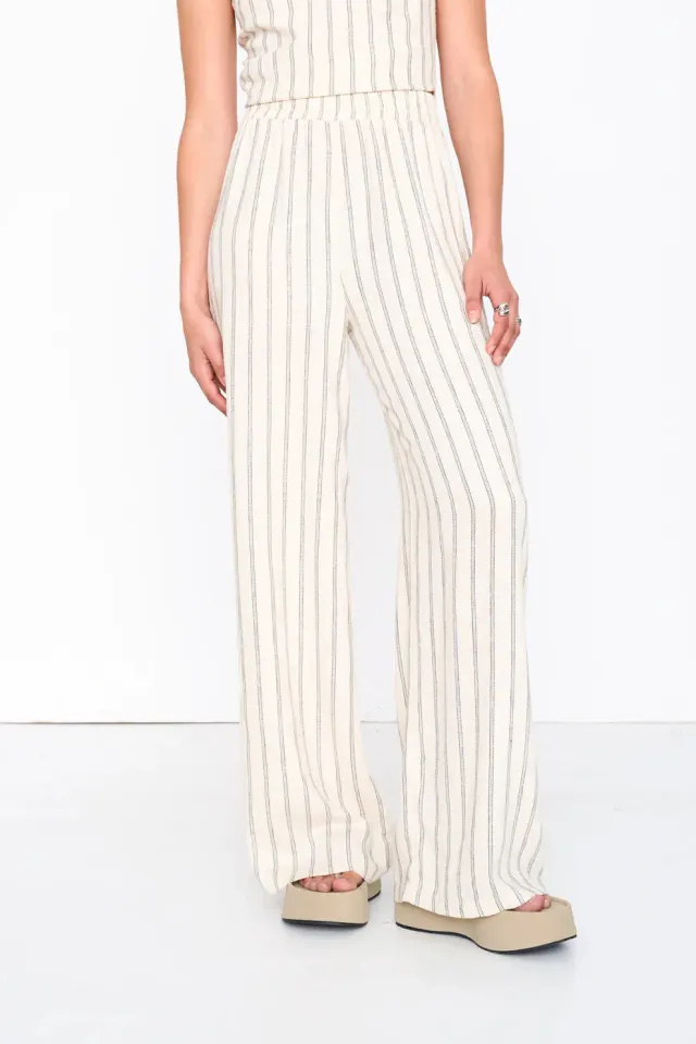 Amiek 24c Broek viscose linnen beige dames