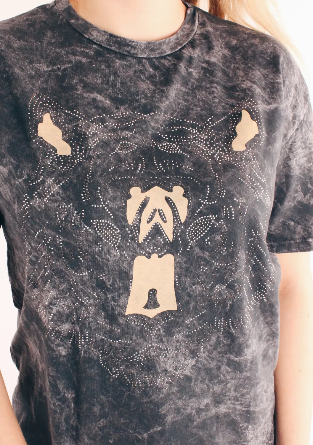 Lovedrunky Tijger t-shirt donkergrijs studs