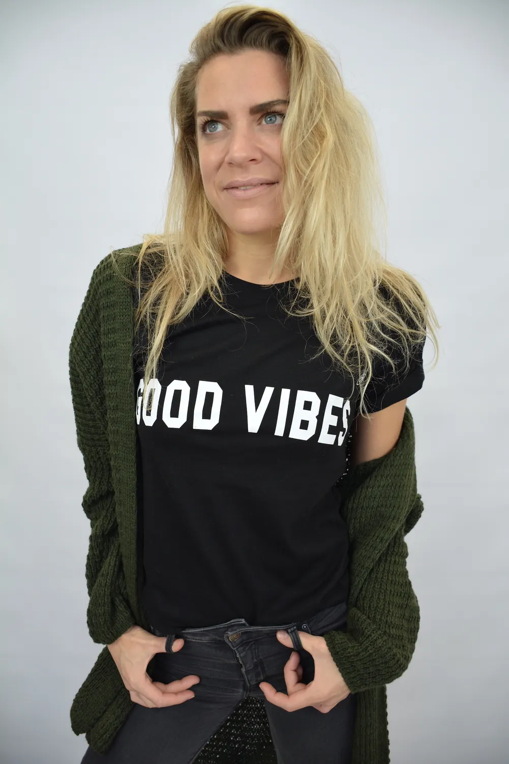 LOVEDRUNKY Good Vibes T-shirt Good Vibes shirt zwart