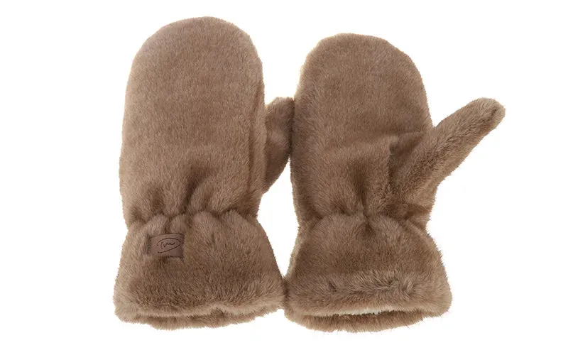 ImDutch Ohau wanten taupe fluffy teddy one size
