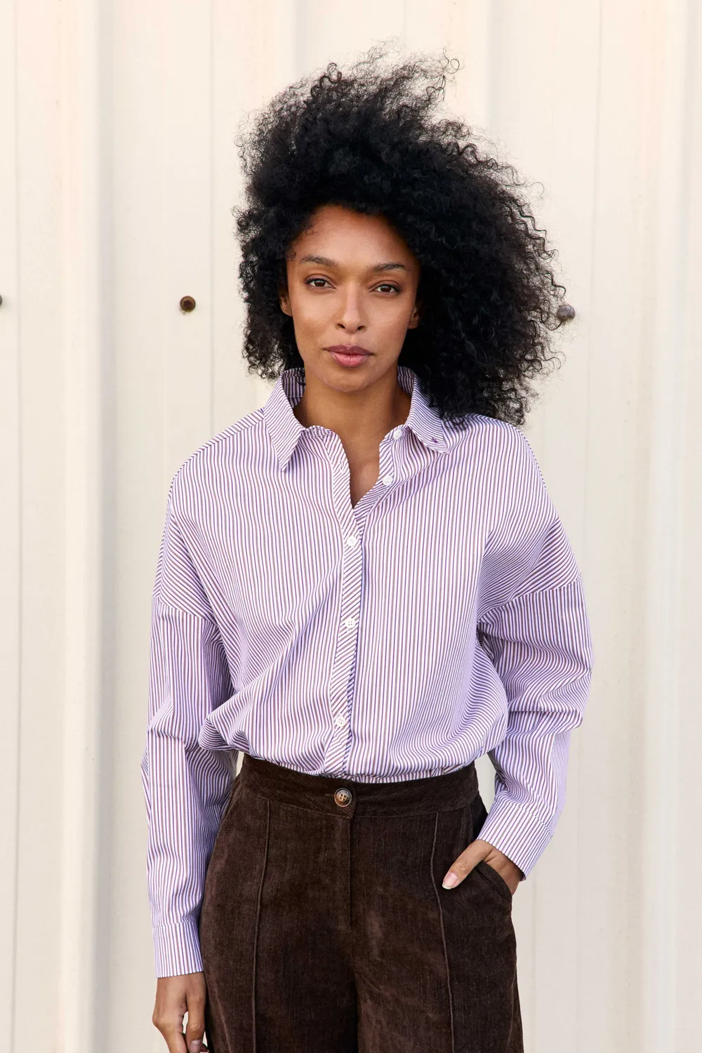 La Petite Etoile Cyra blouse roze ecru gestreept