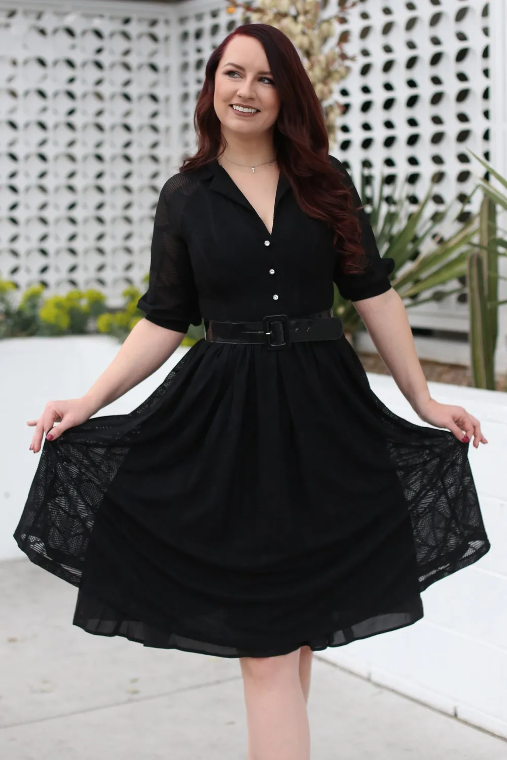 Tatyana Lily Vintage shirtjurk zwart kant