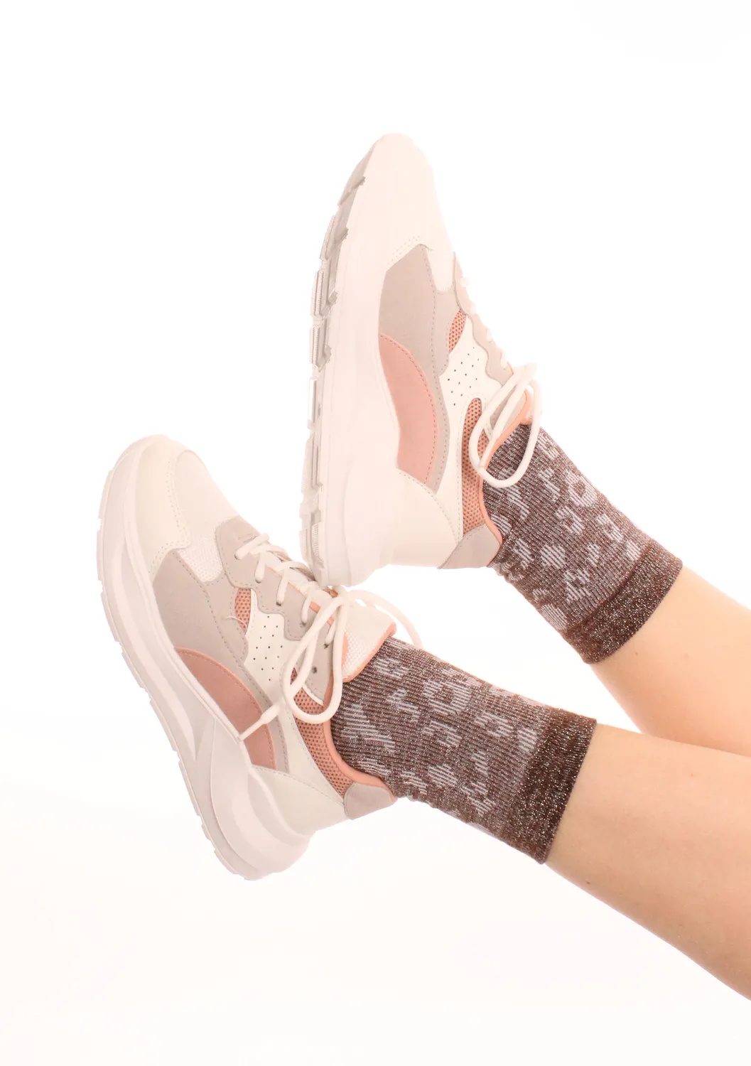 LOVEDRUNKY Sneakers Beige Roze lage sneaker
