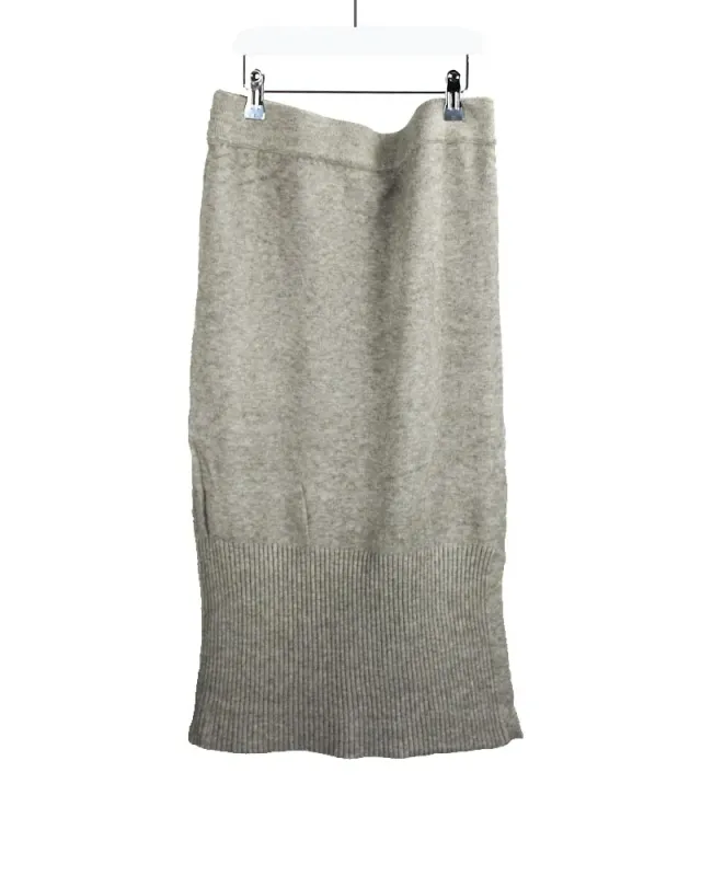 LOVEDRUNKY Knitted midi rok beige met split