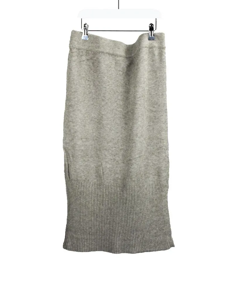 LOVEDRUNKY Knitted midi rok beige met split