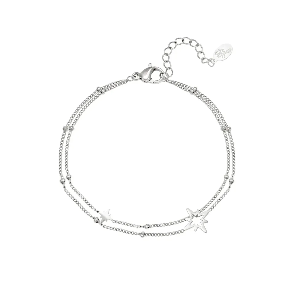 LOVEDRUNKY Kazoo armband Zilver sterren 16,5 cm