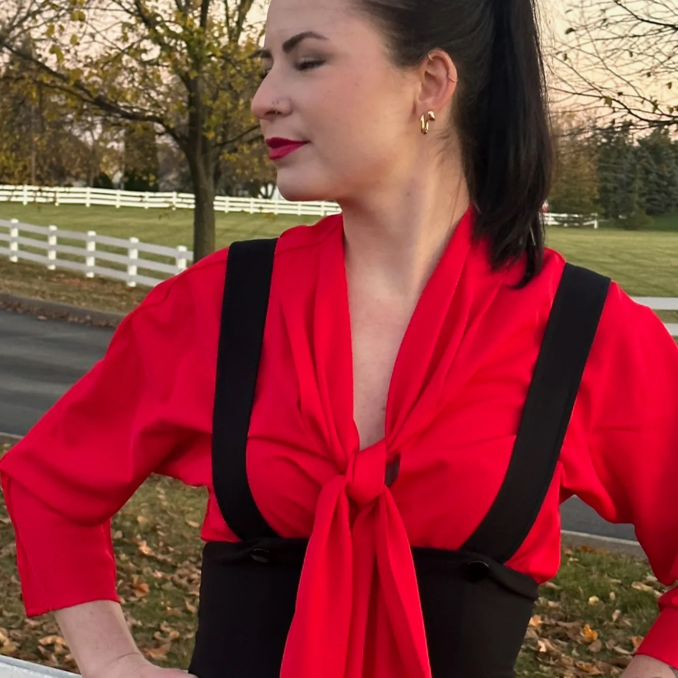 Tatyana Giselle Blouse blouse scribbled polka dot strik