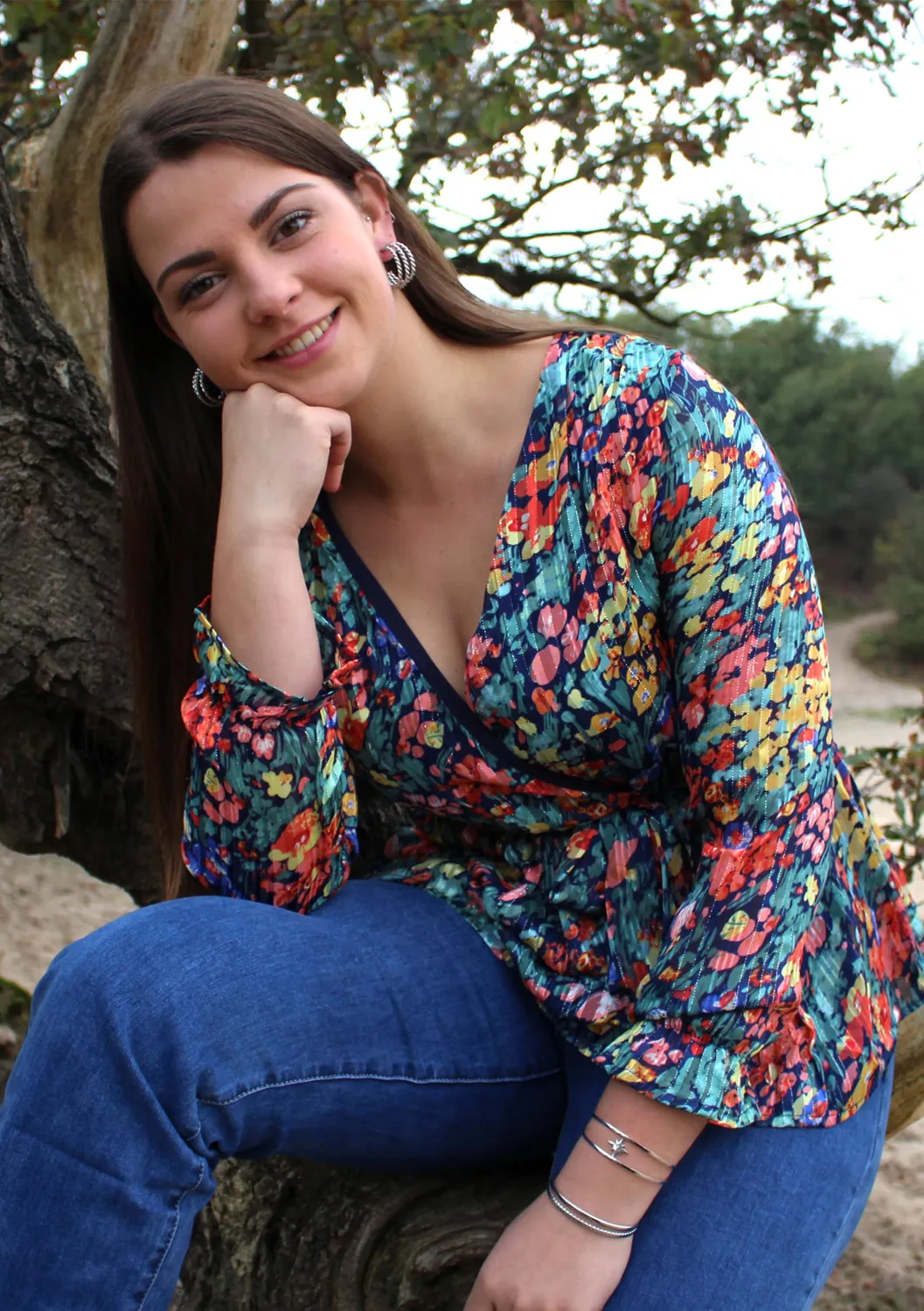 LOVEDRUNKY Floral blouse Multi met glitter