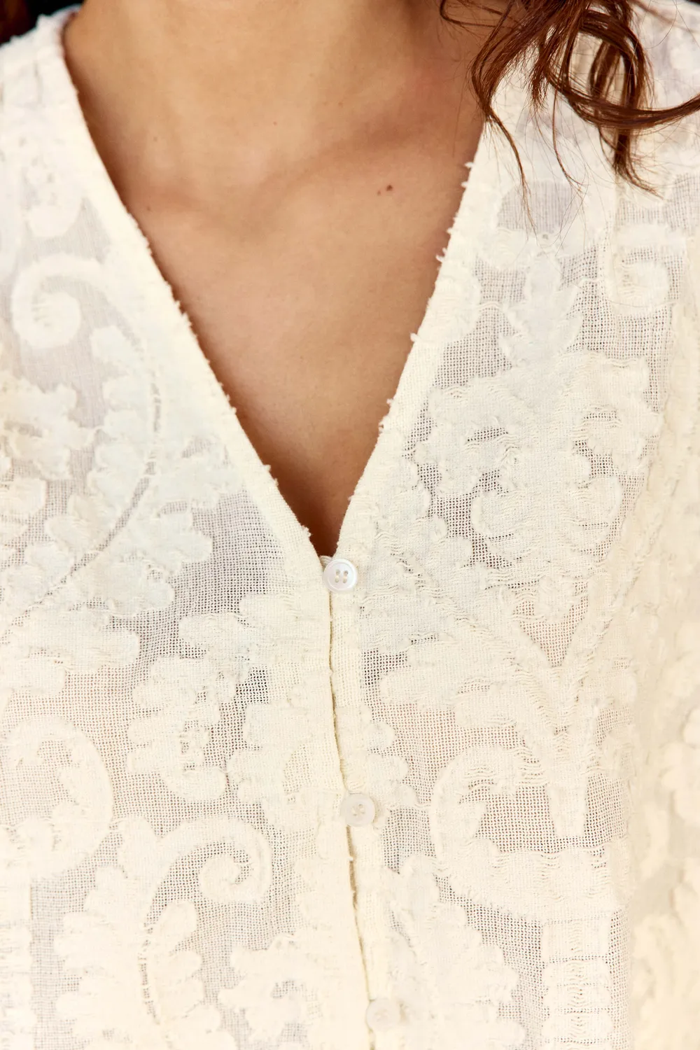La Petite Etoile Blaike blouse ecru kant V-hals