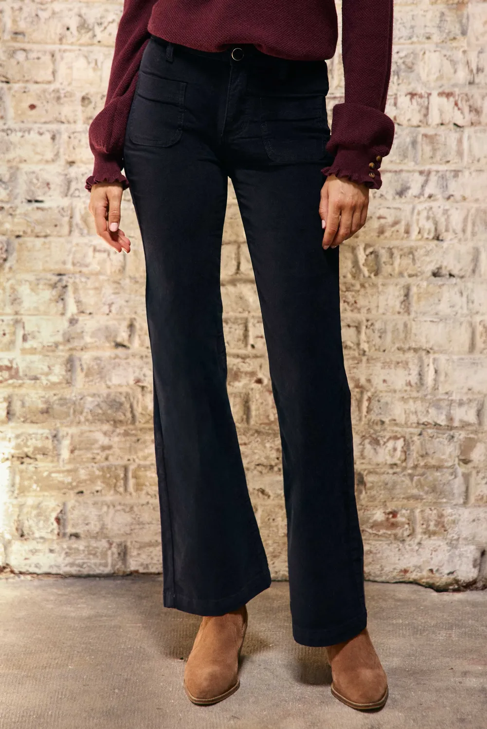 La Petite Etoile Sonny flared broek marine velours