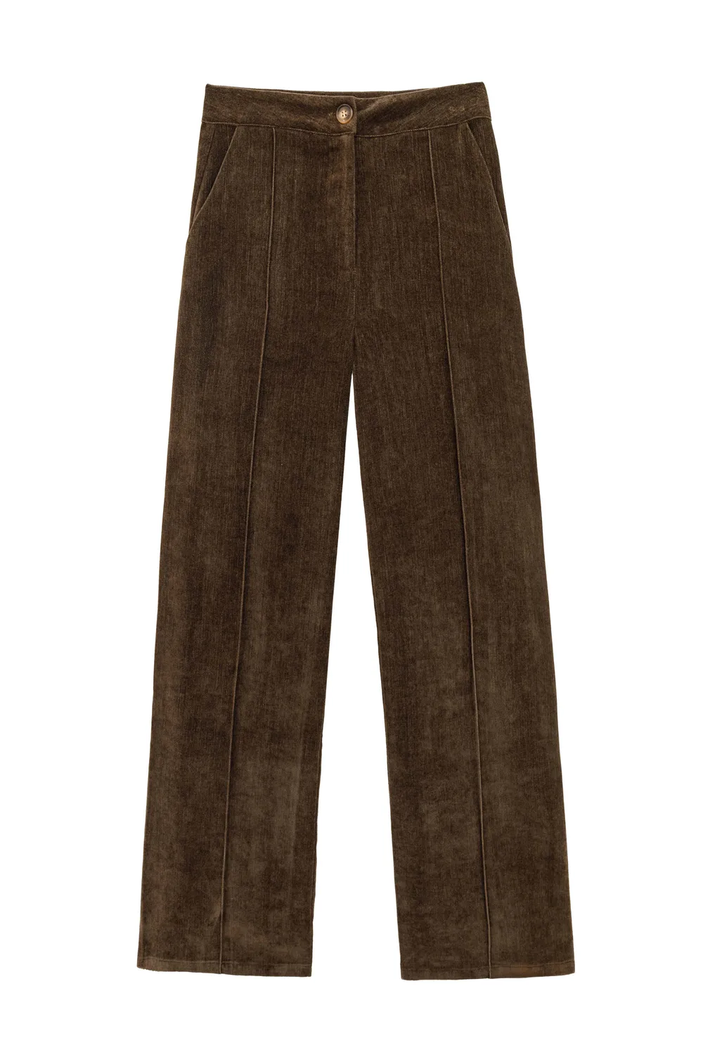 La Petite Etoile Paolar fluwelen broek kaki rechte pijp