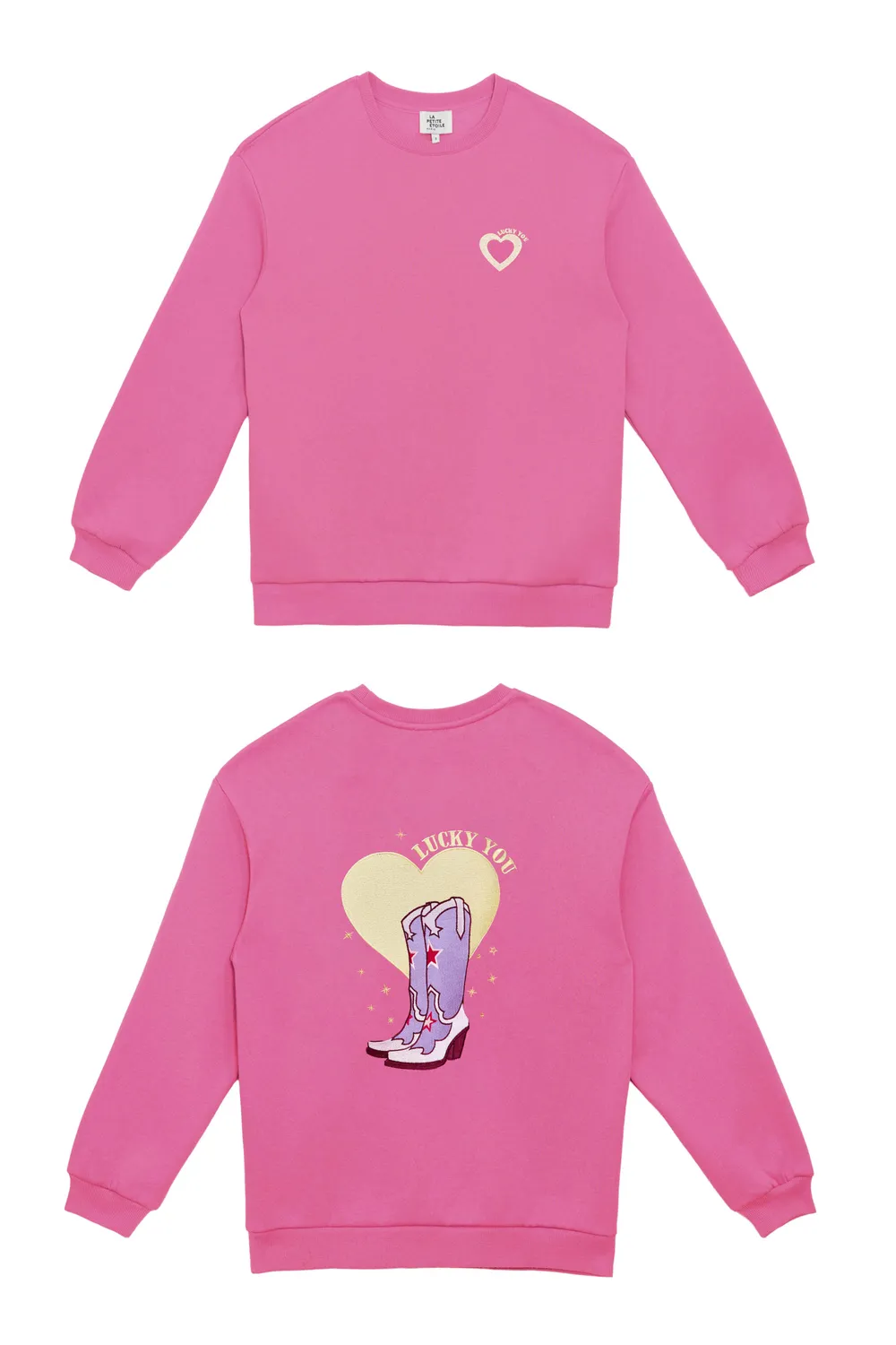 La Petite Etoile Tucky sweater roze geborduurd katoen