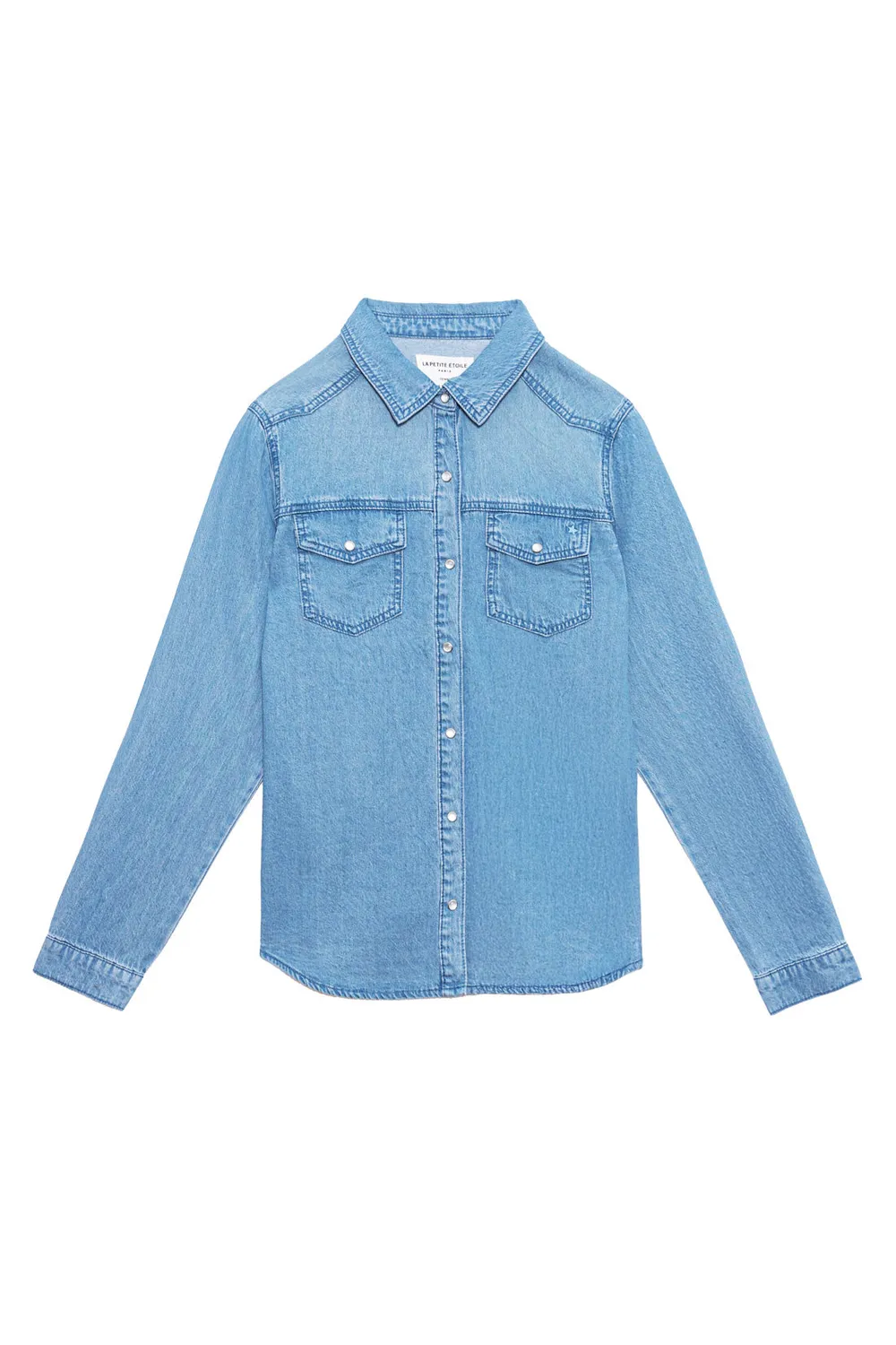 La Petite Etoile Erila blouse stone denim soepel