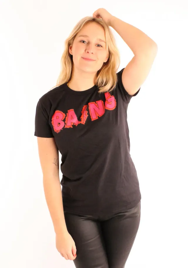 LOVEDRUNKY T-shirt Bang shirt zwart roze print