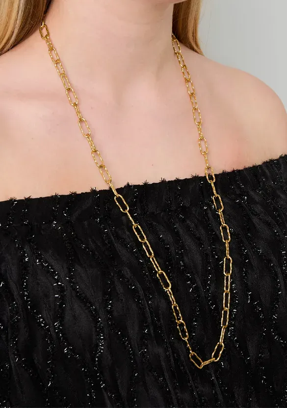 LOVEDRUNKY Ketting Long Chain goud lange ketting 80,5cm