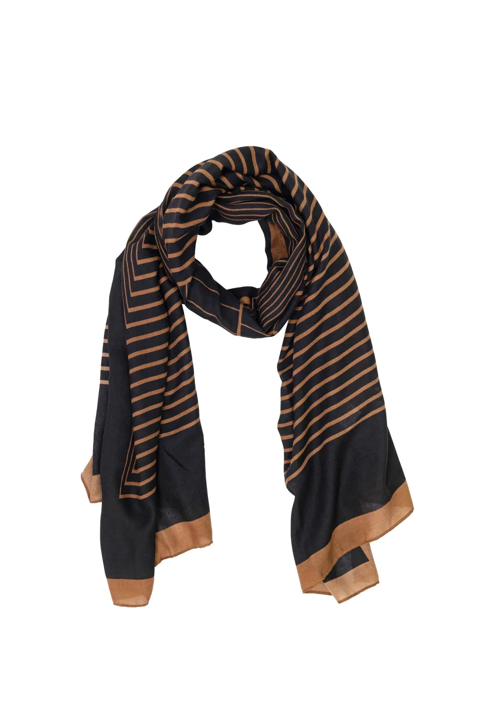 La Petite Etoile Alba sjaal bruin gestreept 180x80