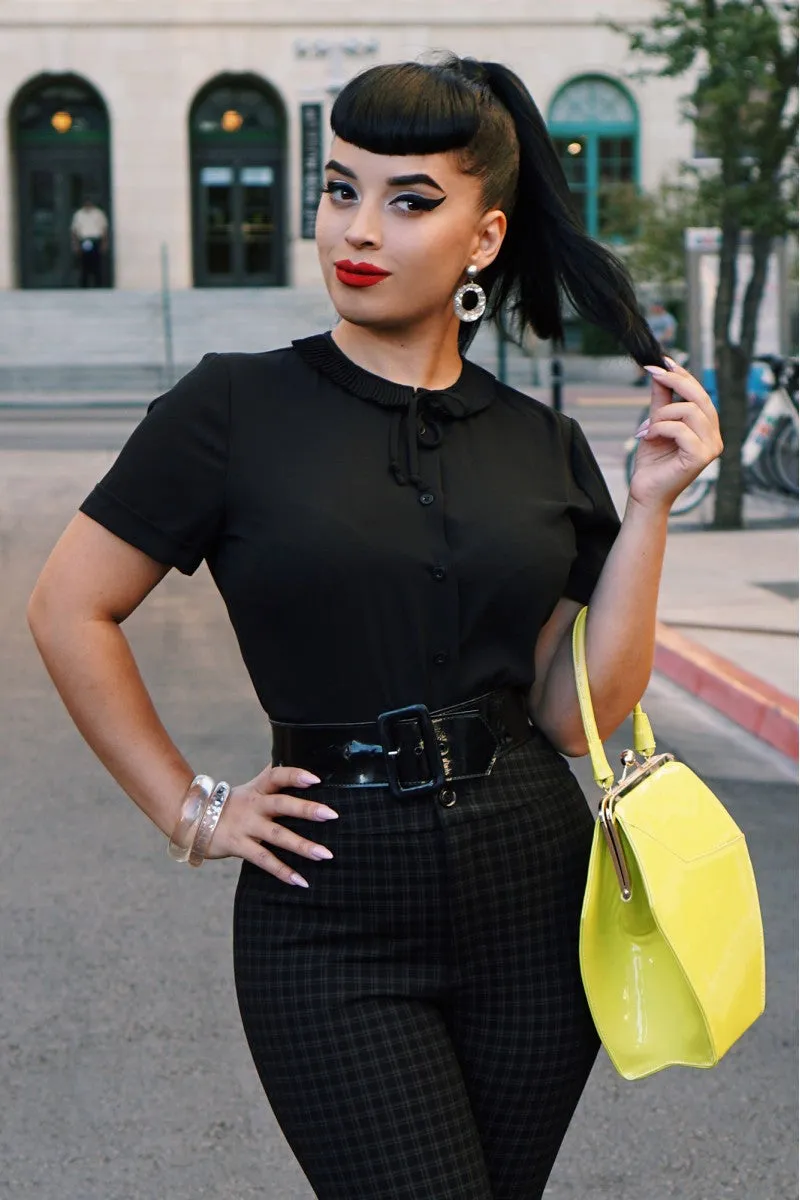 Tatyana Ingrid Retro Blouse blouse zwart strikkraag