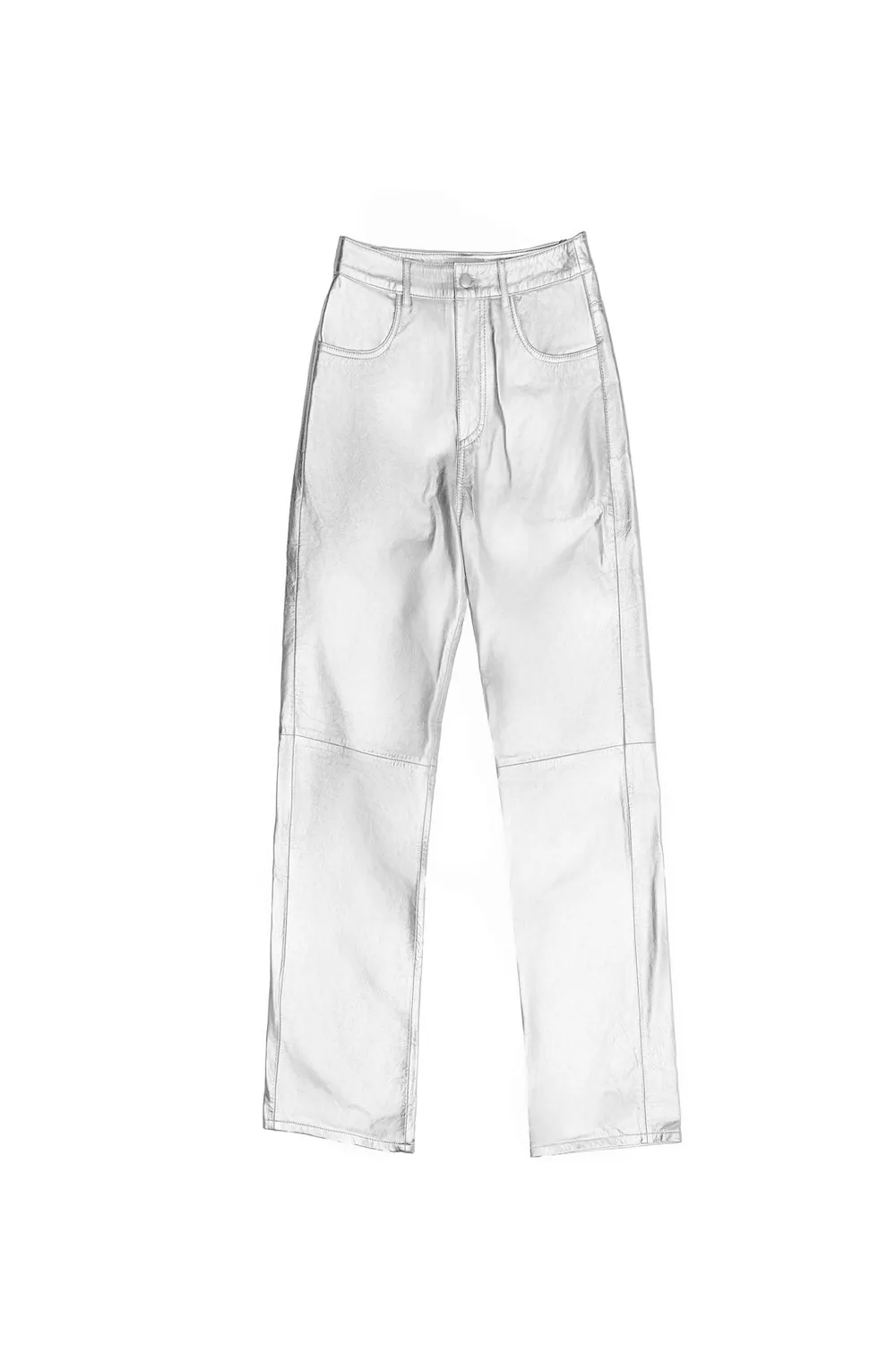 La Petite Etoile Zephyr rechte leren broek zilver hoge taille