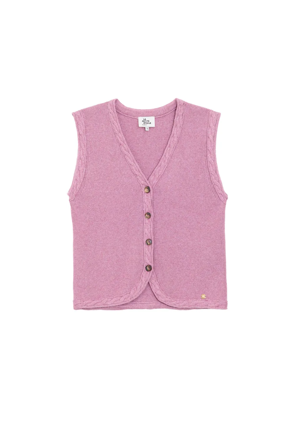 La Petite Etoile Melba gilet roze maat 1 met V-hals