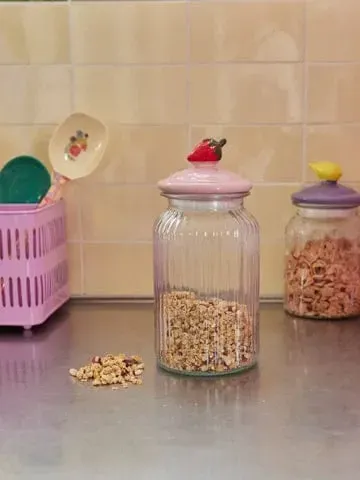 Amiek Aardbei voorraadpot groot glas rood