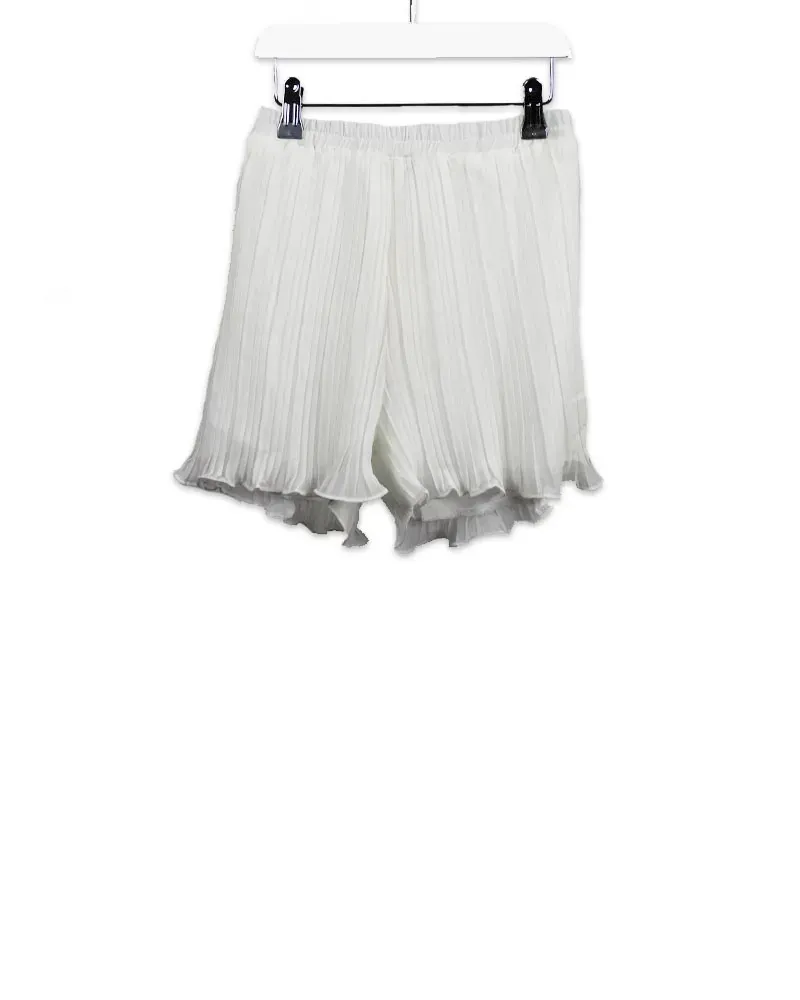 LOVEDRUNKY Plissé Short Wit Luchtig Wijdvallend