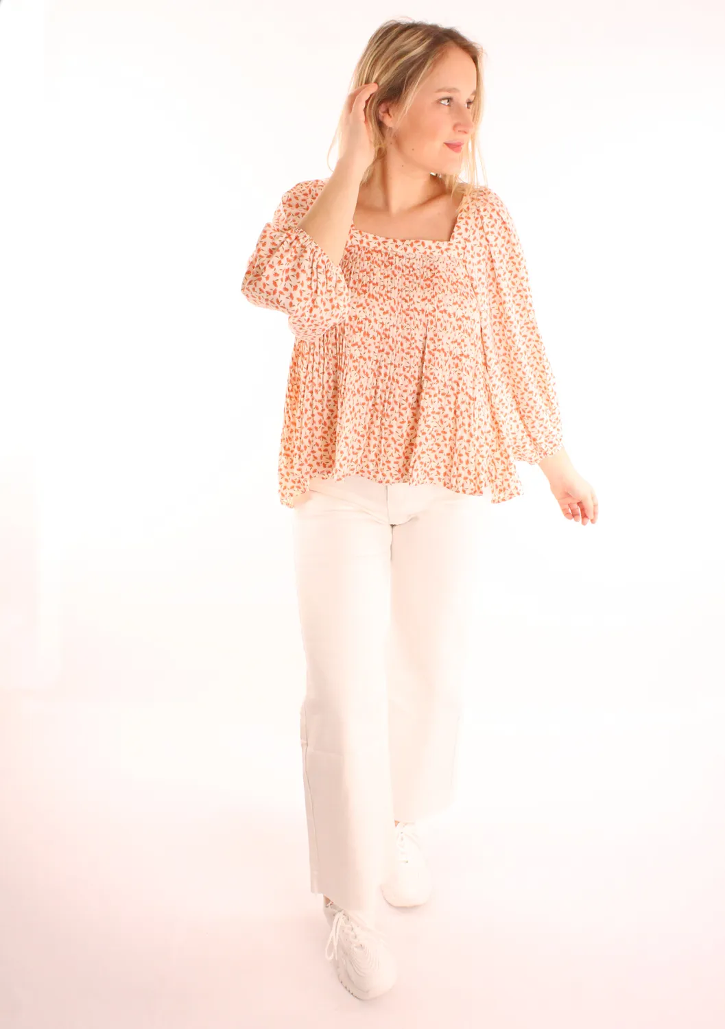 LOVEDRUNKY Blouse Plissé blouse roze bloemen