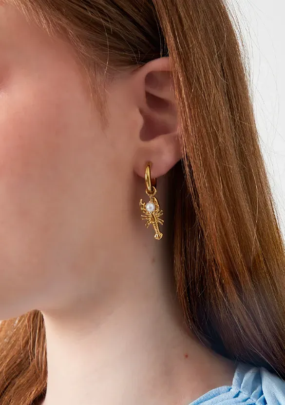 LOVEDRUNKY Kreeft oorbellen goud hoops 3,5 cm