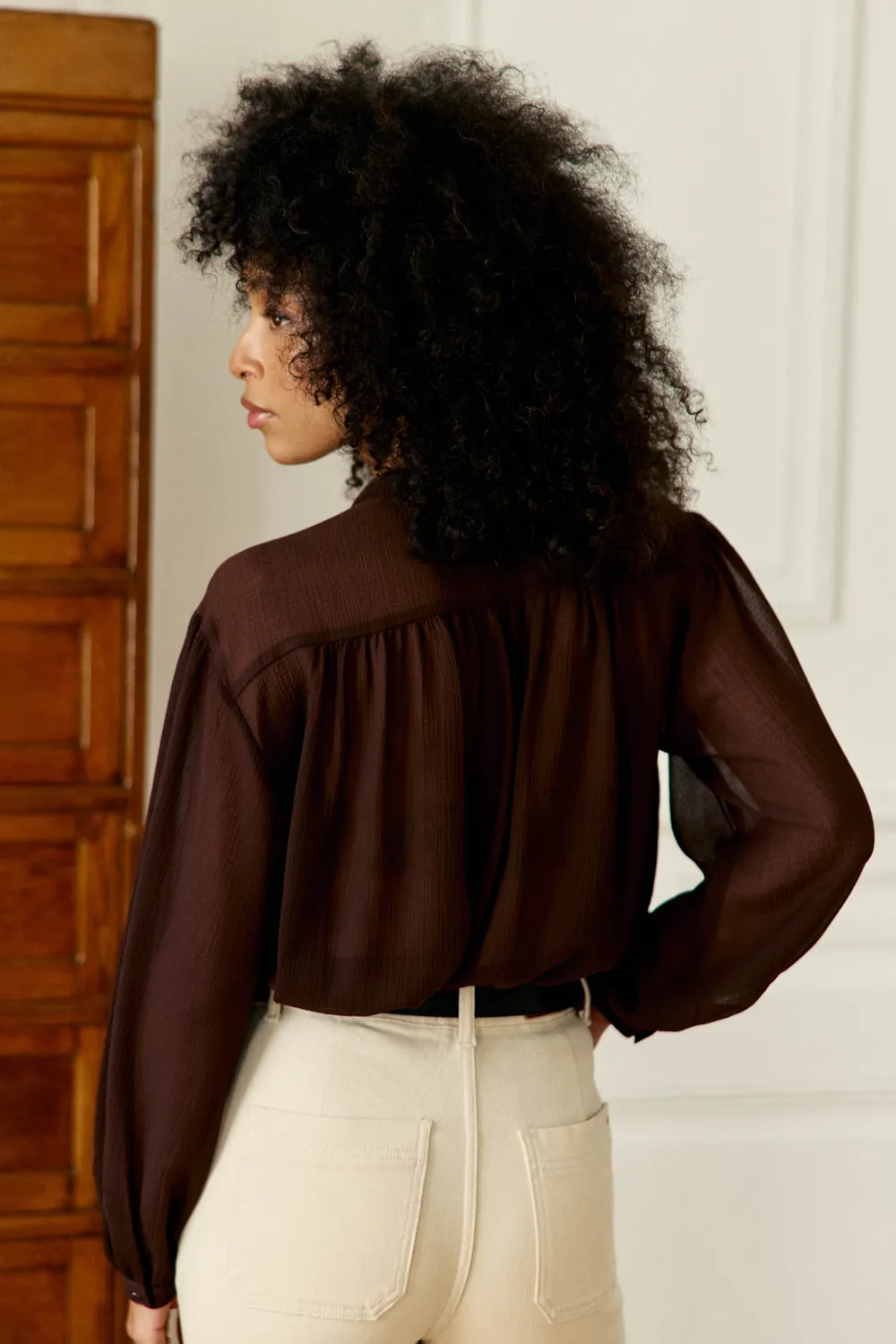 La Petite Etoile Brindo blouse bruin rechte pasvorm