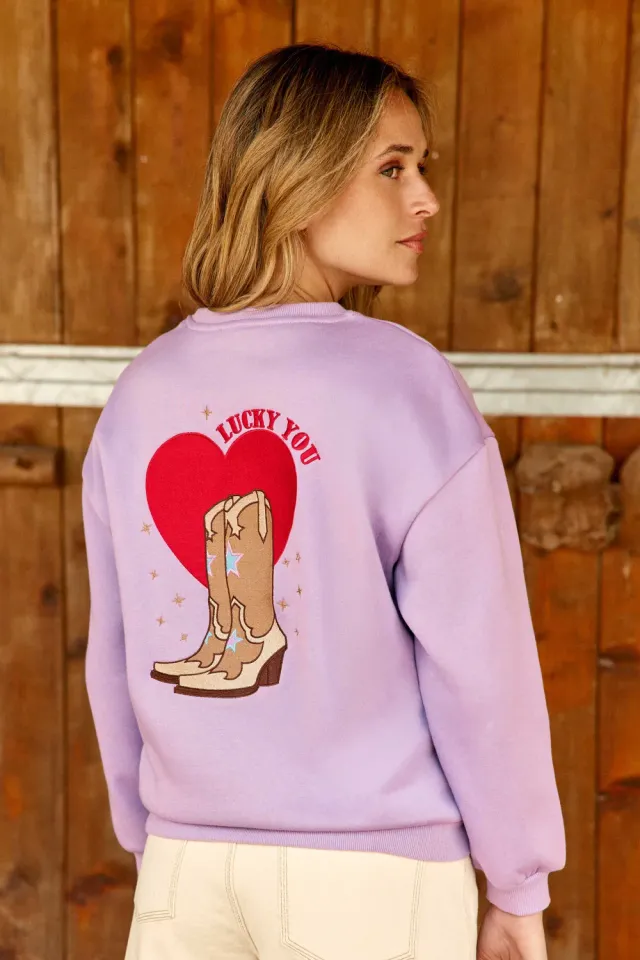 La Petite Etoile Tucky sweater parme borduursel