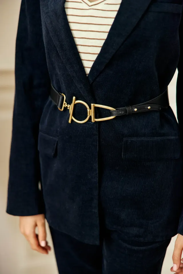 La Petite Etoile Alaia riem zwart leer gouden gesp