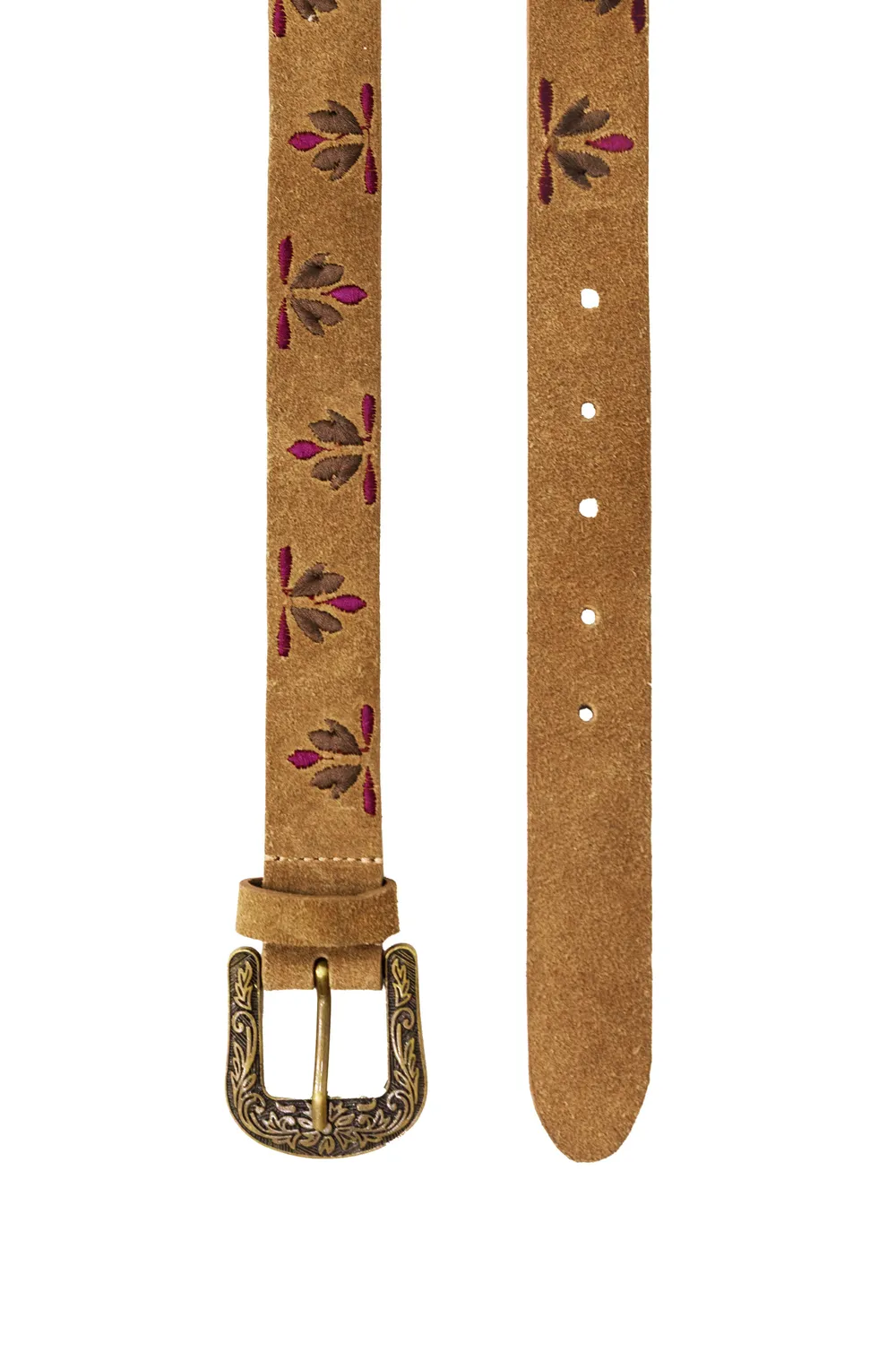 La Petite Etoile Axelle suède riem camel geborduurd