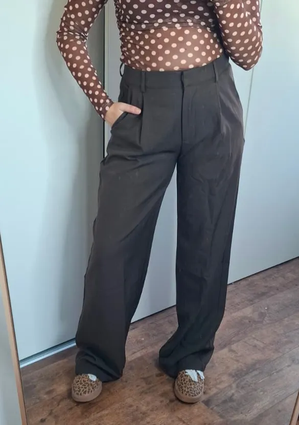 LOVEDRUNKY Wide Leg pantalon bruin plooi