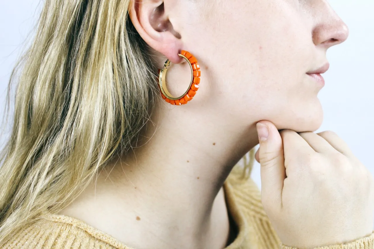LOVEDRUNKY Rodeo Hoop oorbellen oranje 2,5 cm