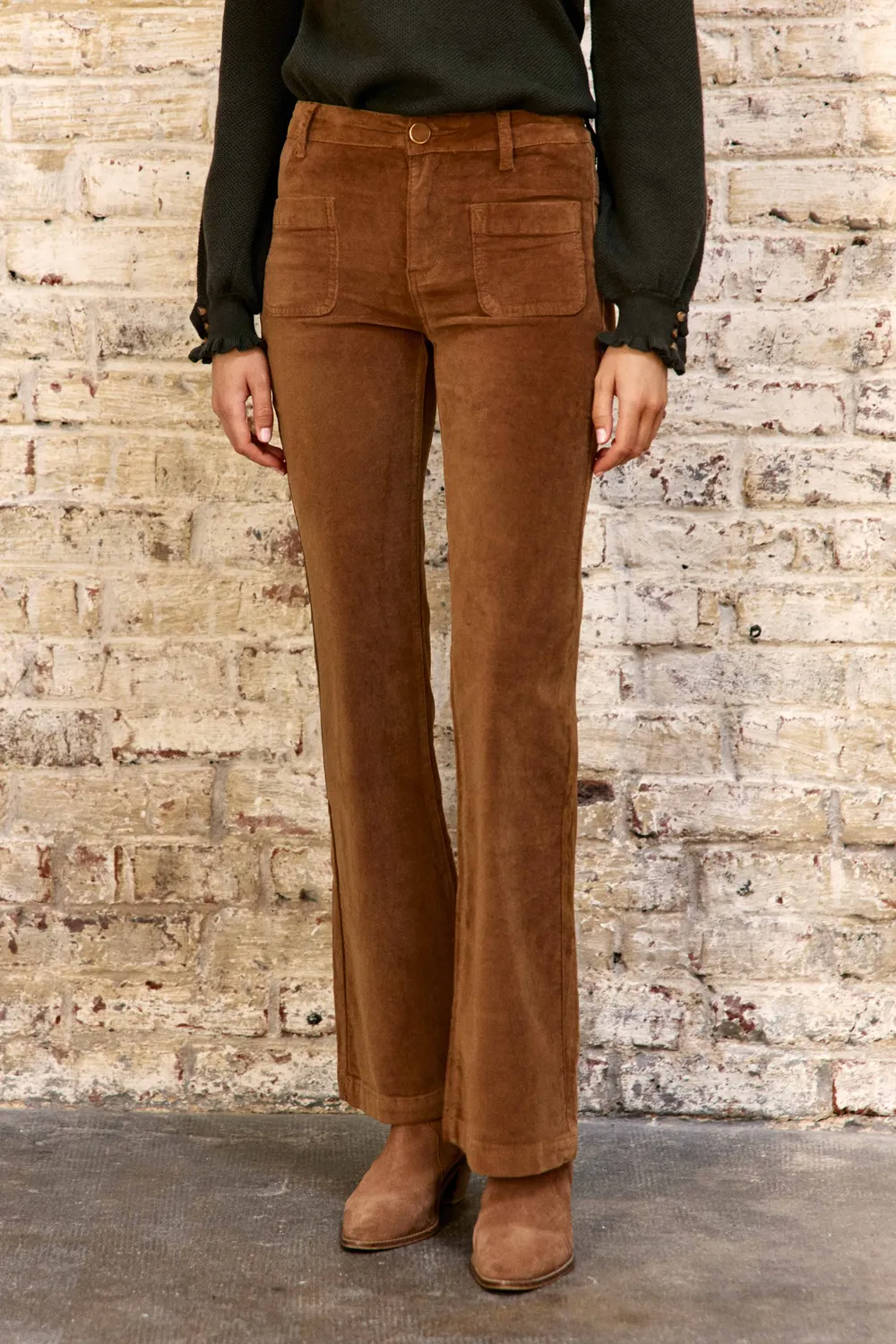 La Petite Etoile Sonny flared broek beige ribfluweel