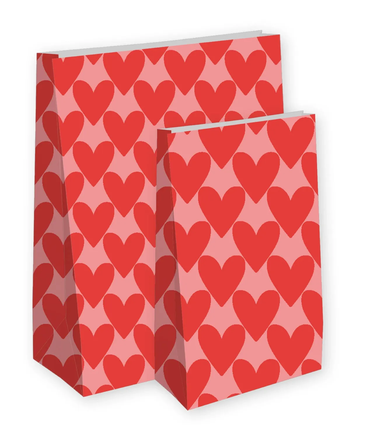 Amiek Hartjes XL kraft zakken roze rood 27x36cm