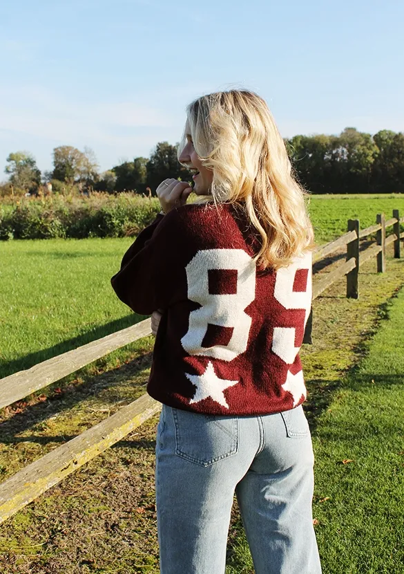 Lovedrunky Knitted 89 trui bordeaux rood gebreid