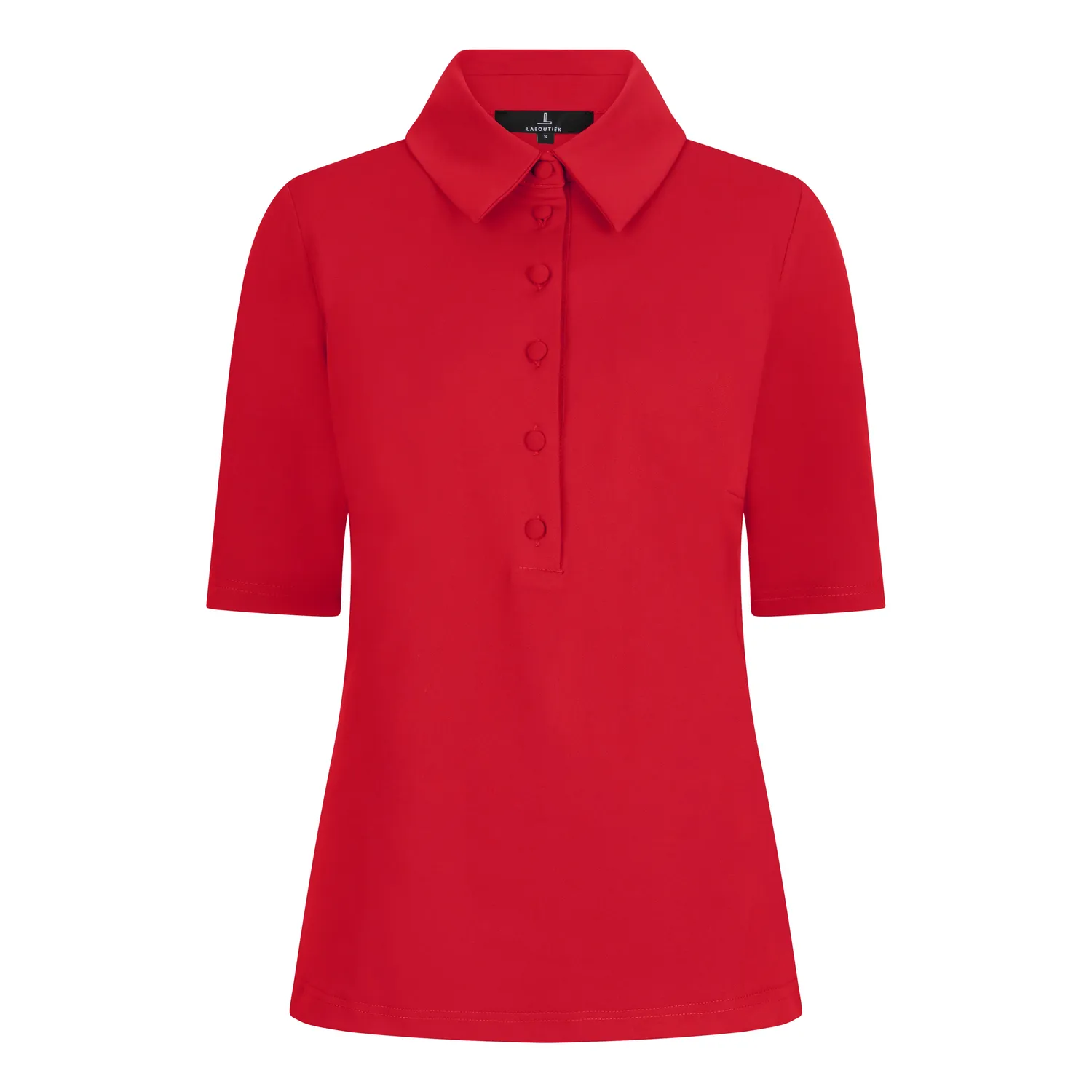 Laboutiek Chic polo rood travel driekwart mouw