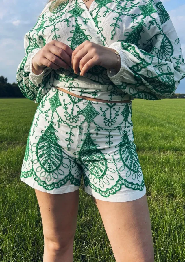 LOVEDRUNKY Embroidery short groen gevoerd