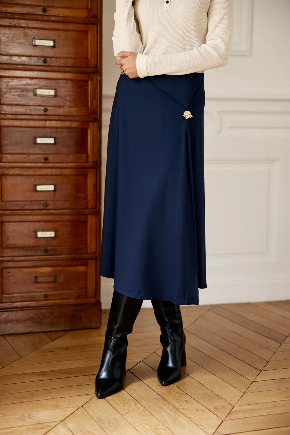 La Petite Etoile Jorie midi rok marine asymmetrisch
