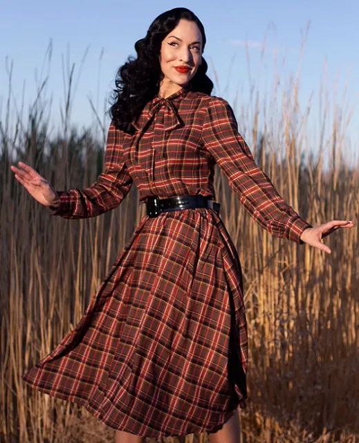 Tatyana Clara blouse harvest ruit met strik