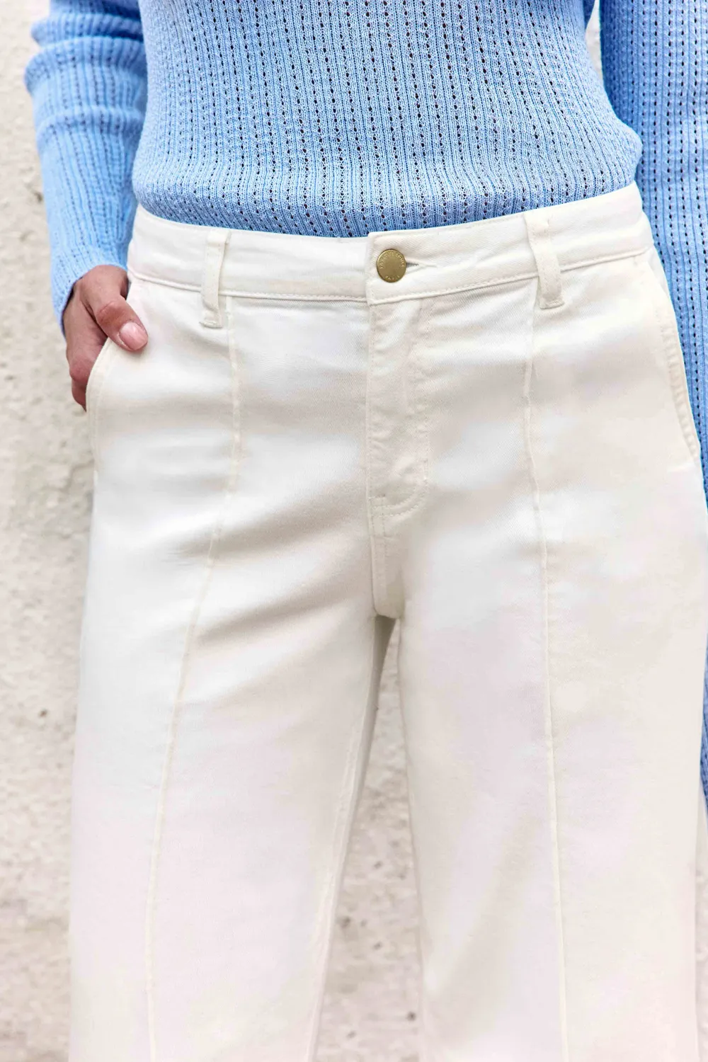 La Petite Etoile Paola rechte jeans wit hoge taille
